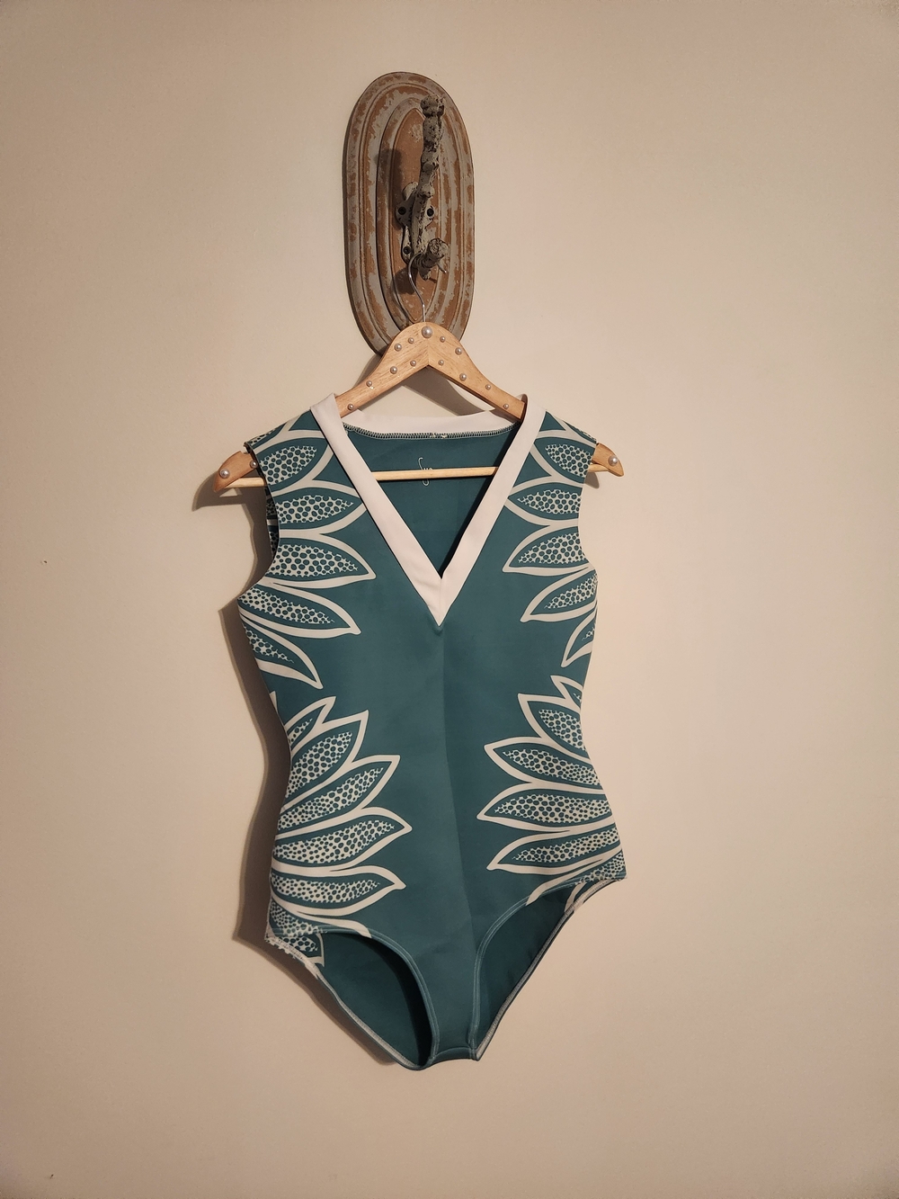 Seea Teal One-Piece Swimsuit with White Trim